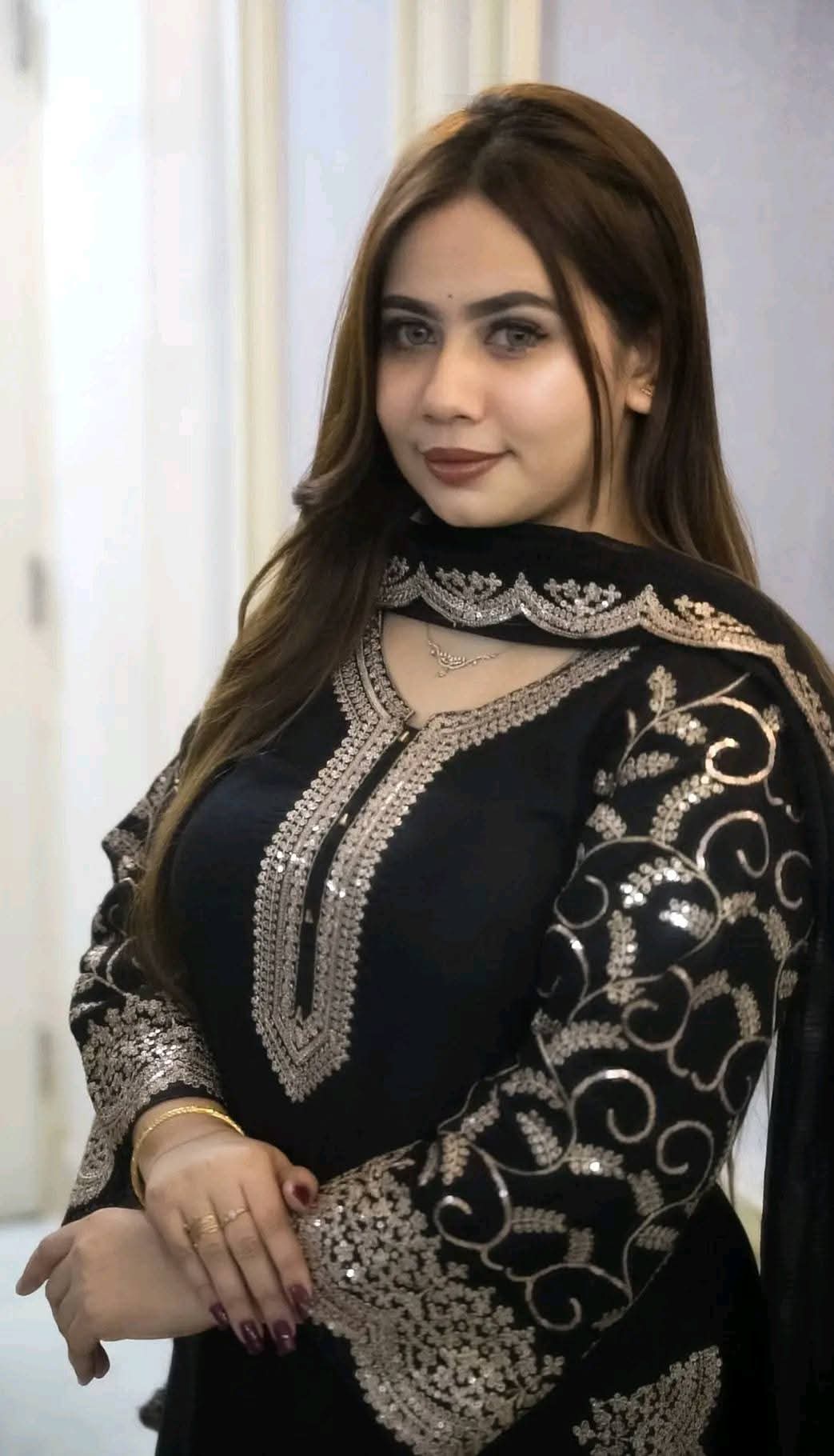 Premium Soft Jorjet With Sequence Embroidery Three Piece *b
